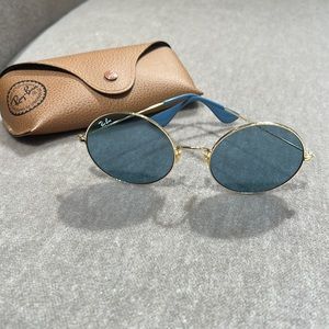 Womens Ray ban blue gold wire round sunglasses